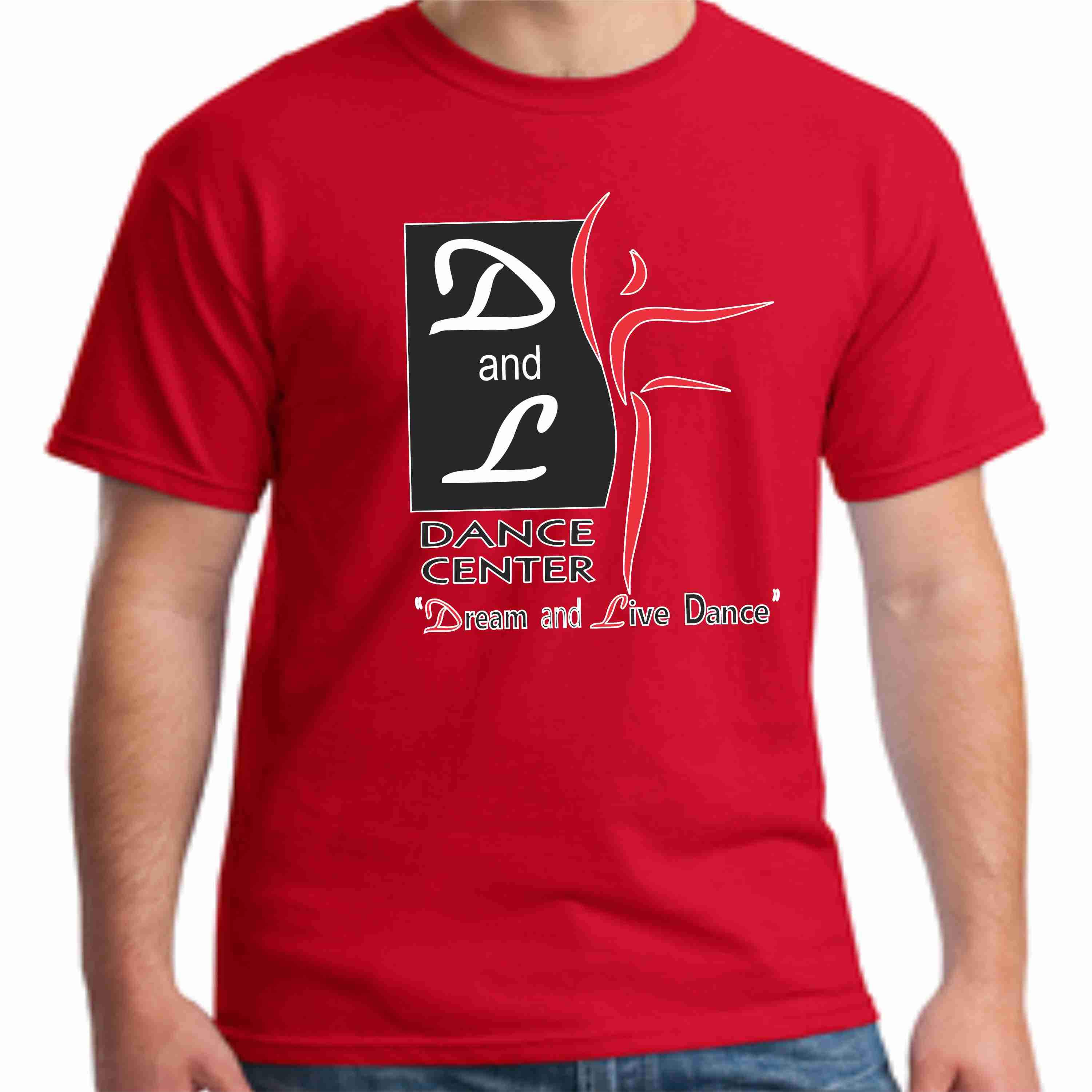 D and L Dance Center Adult Short Sleeve Crew Neck-Red Short Sleeve Crew Neck Becky's Boutique Extra Small 