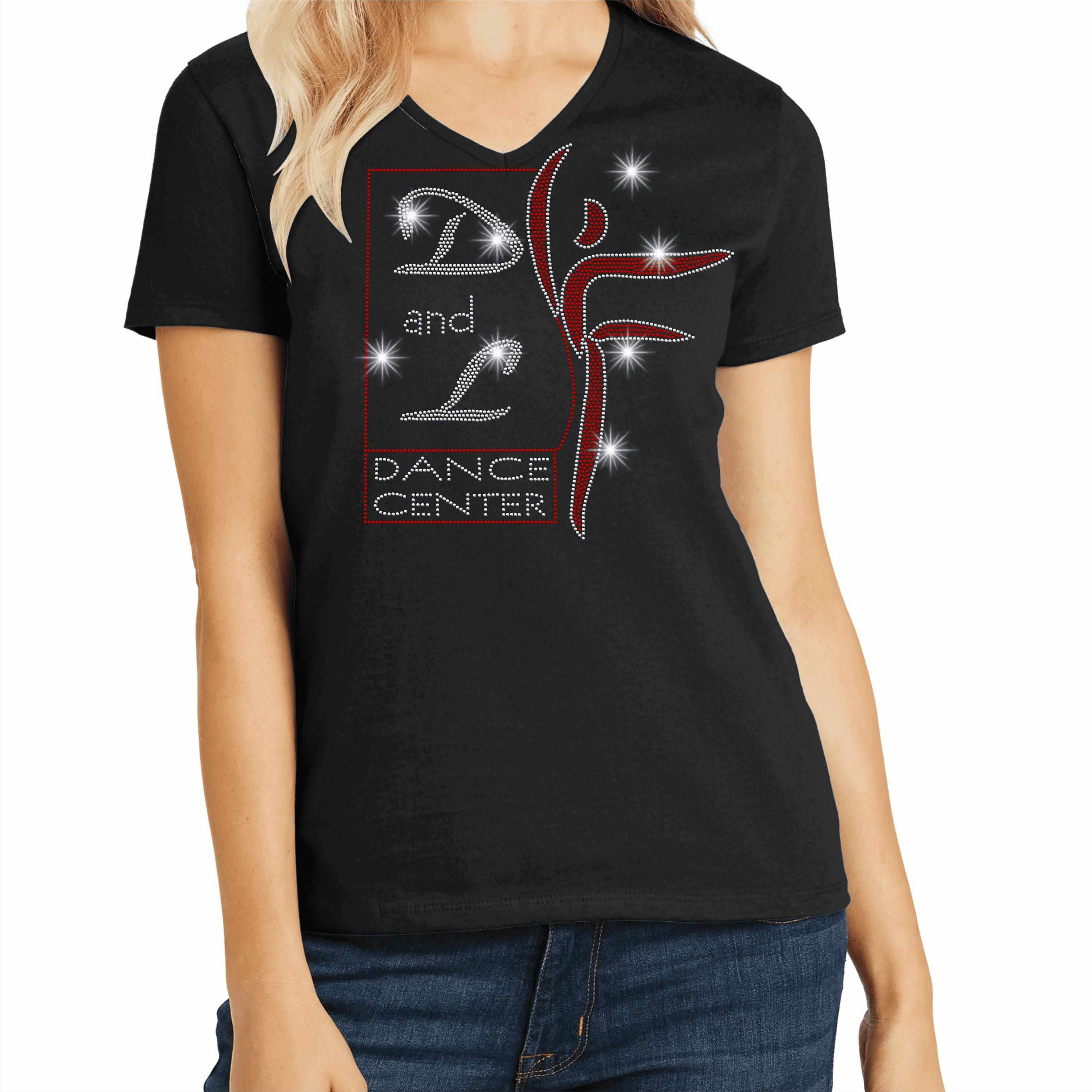 D and L Dance Center Ladies Short Sleeve V-Neck-Black Ladies Short Long Sleeve V-neck Becky's Boutique Extra Small 