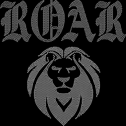 Lioness ROAR rhinestone shirt featuring sparkling crystal lettering on a bold empowerment women’s sparkle graphic tee