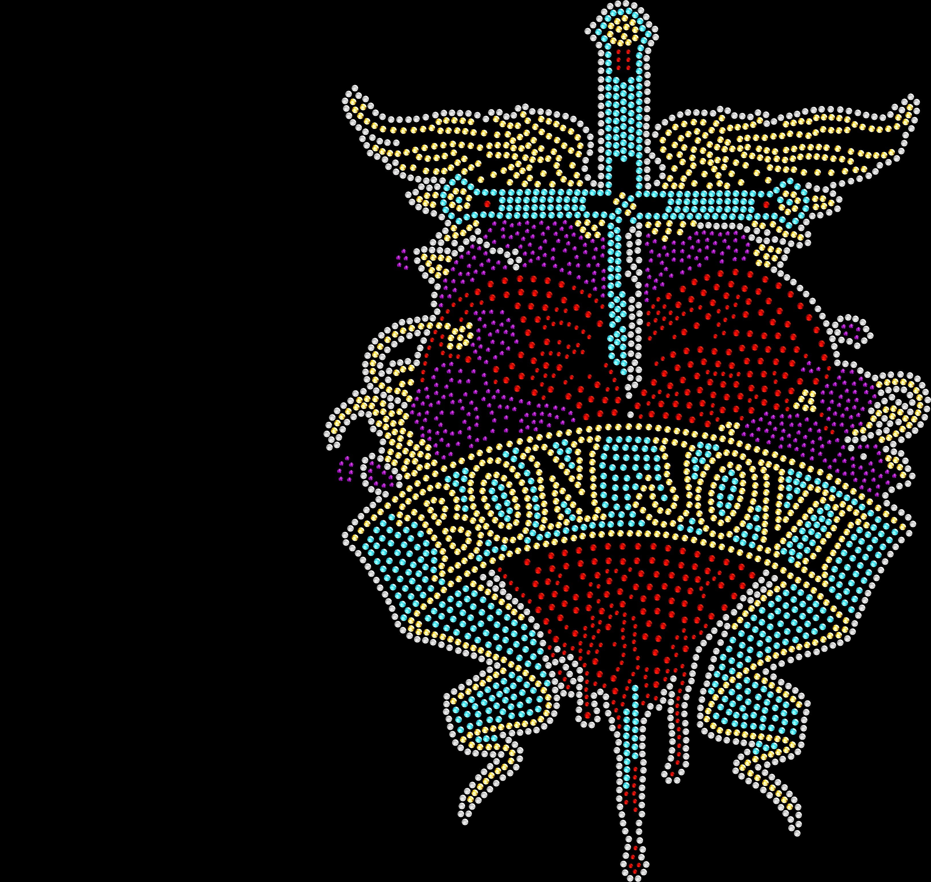 heart and sword rhinestone shirt featuring rock music inspired graphic design with sparkling rhinestones
