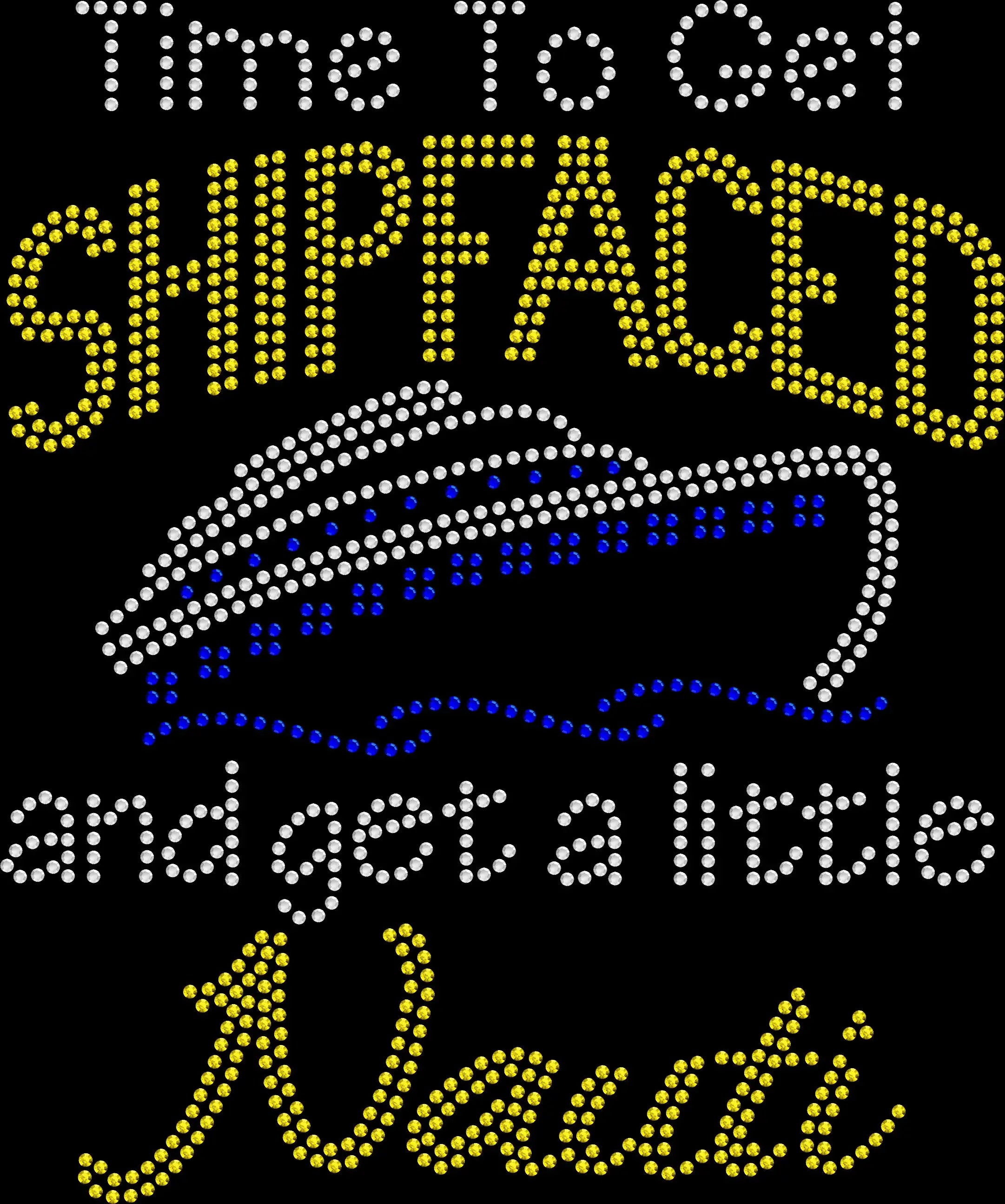 Get cruise-ready with this Time to Get Shipfaced and a Little Nauti rubber duck rhinestone shirt. Perfect for girls trips and party cruises.