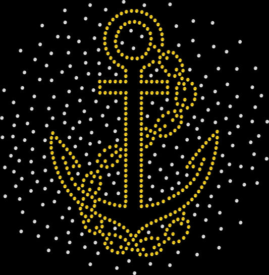 anchor with firework splash rhinestone shirt on black tee with patriotic nautical sparkle design for women