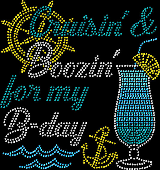 Celebrate your birthday cruise in style with this Cruisin’ and Boozin rhinestone shirt. Perfect for parties, girls trips, and vacation outfits.
