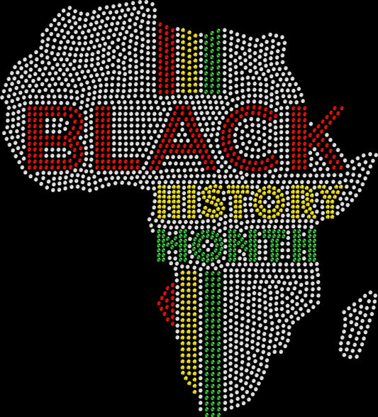 black history month africa rhinestone cultural pride shirt on black tee
