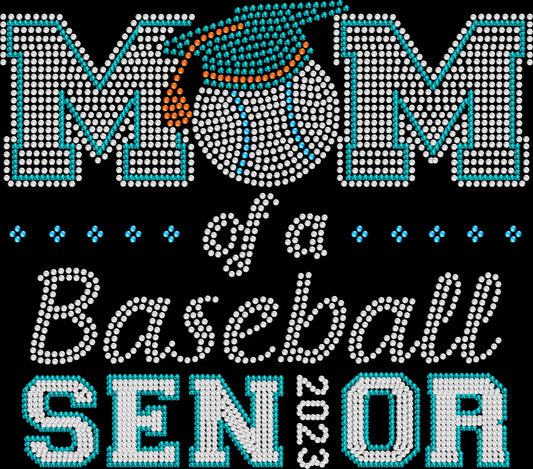 mom of a baseball senior rhinestone shirt featuring sparkling baseball mom game day design