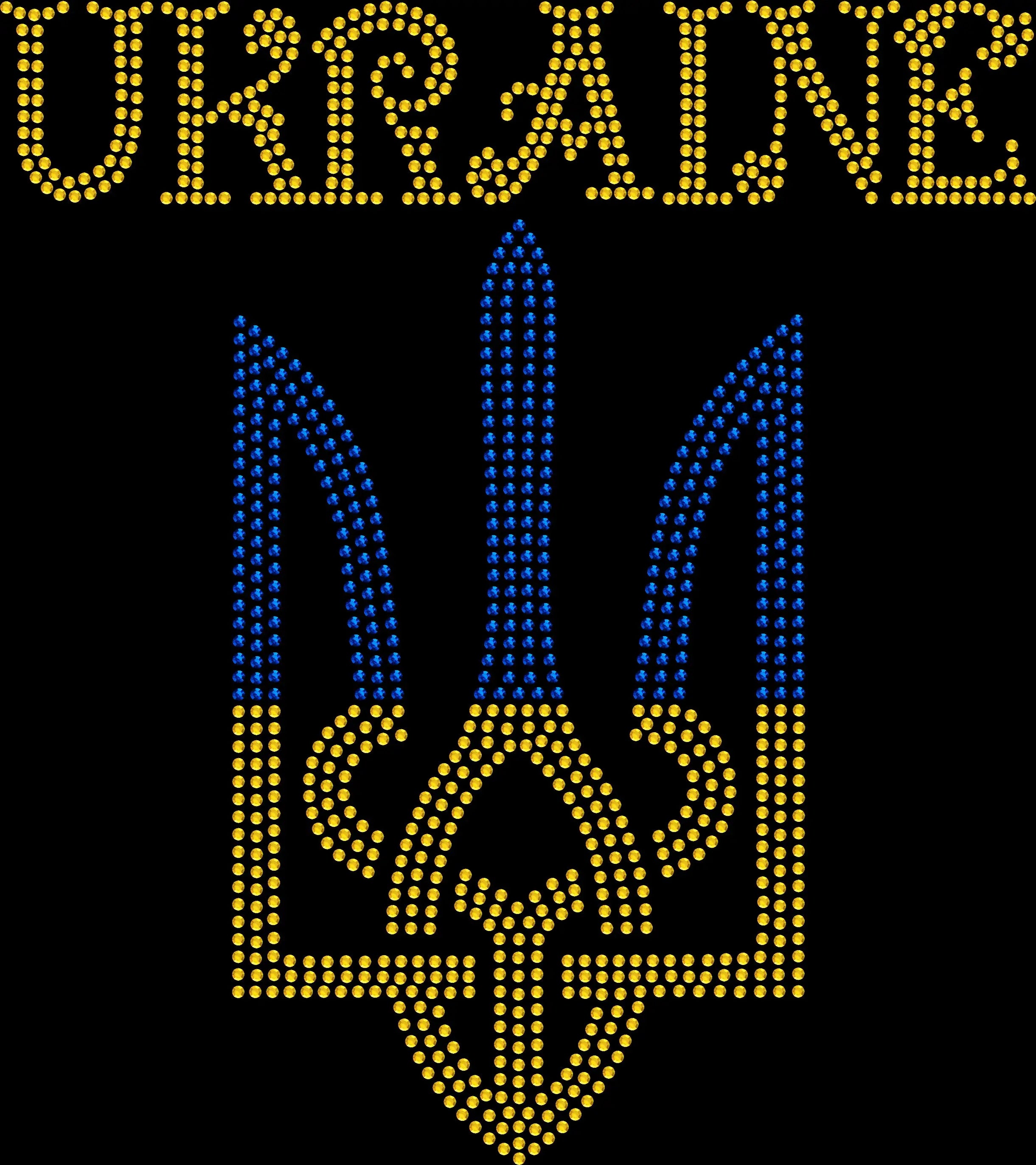 Ukraine trident Tryzub rhinestone shirt with sparkling crystal design on a soft unisex tee, sparkly Ukrainian pride shirt for women, cultural bling apparel with high shine rhinestones