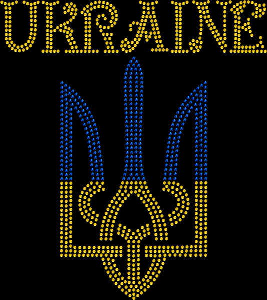 Ukraine trident Tryzub rhinestone shirt with sparkling crystal design on a soft unisex tee, sparkly Ukrainian pride shirt for women, cultural bling apparel with high shine rhinestones