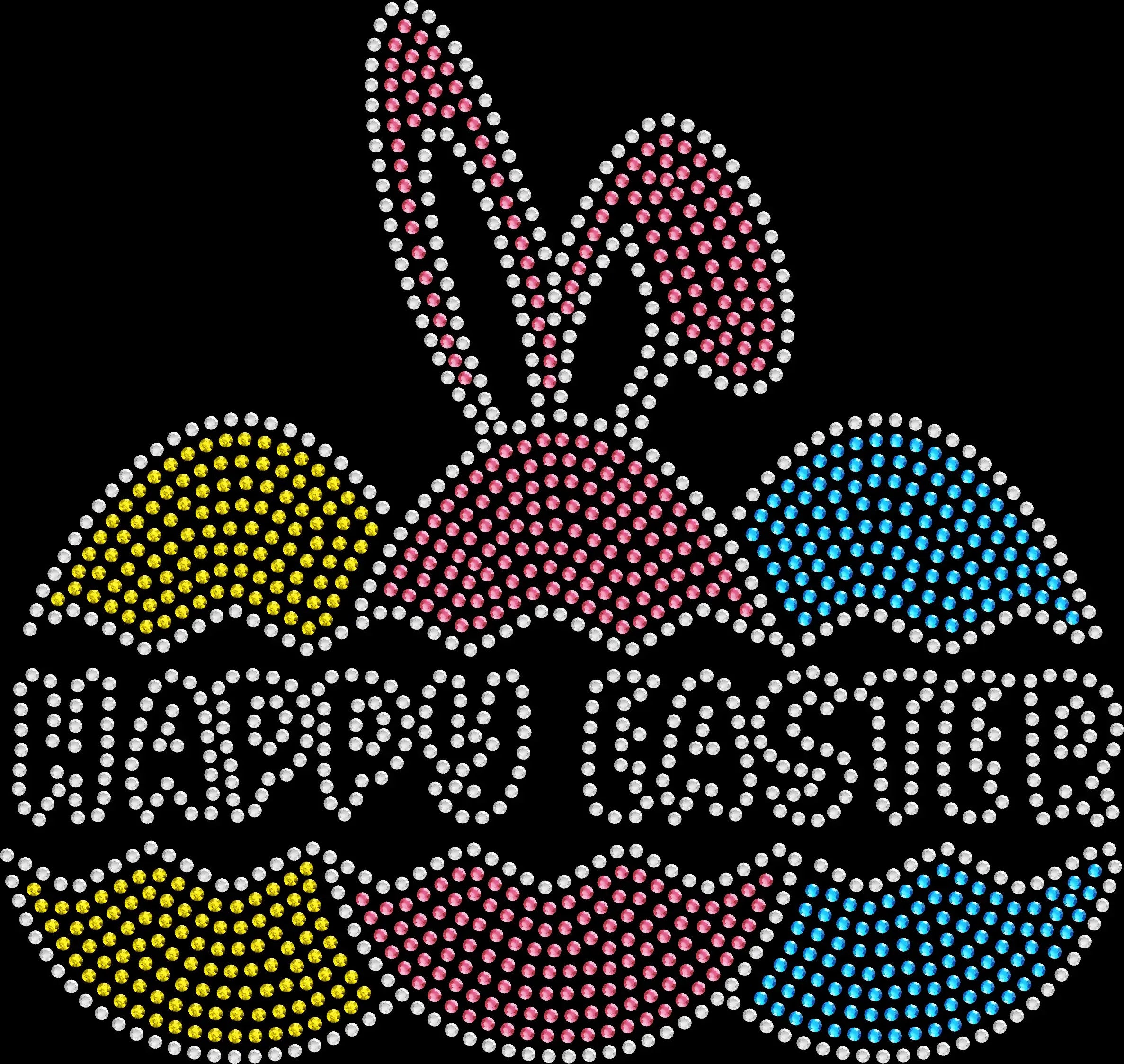 Cracked Egg Happy Easter rhinestone shirt featuring sparkling crystal cracked egg design with bunny ears on a soft women’s spring holiday tee, perfect for Easter brunch and festive celebrations