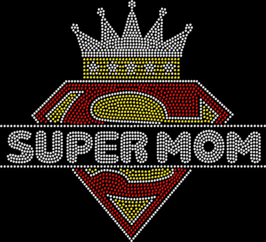super mom rhinestone shirt featuring sparkling crown design for mothers and mother's day gifts