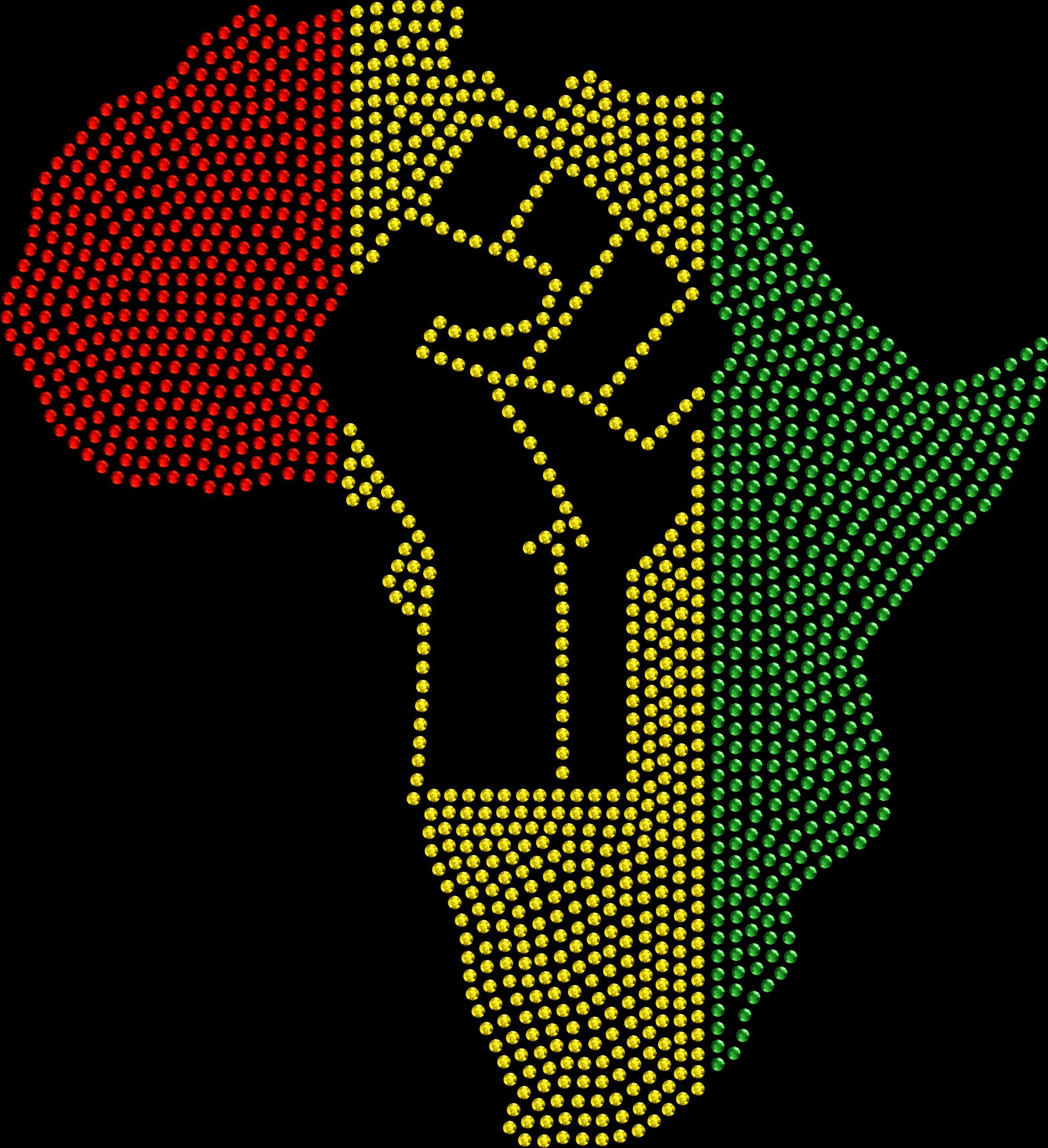 Juneteenth rhinestone shirt featuring the word “Juneteenth” with a raised fist inside the African continent, accented with sparkling crystal rhinestones on a soft women’s tee symbolizing unity, freedom, and empowerment.