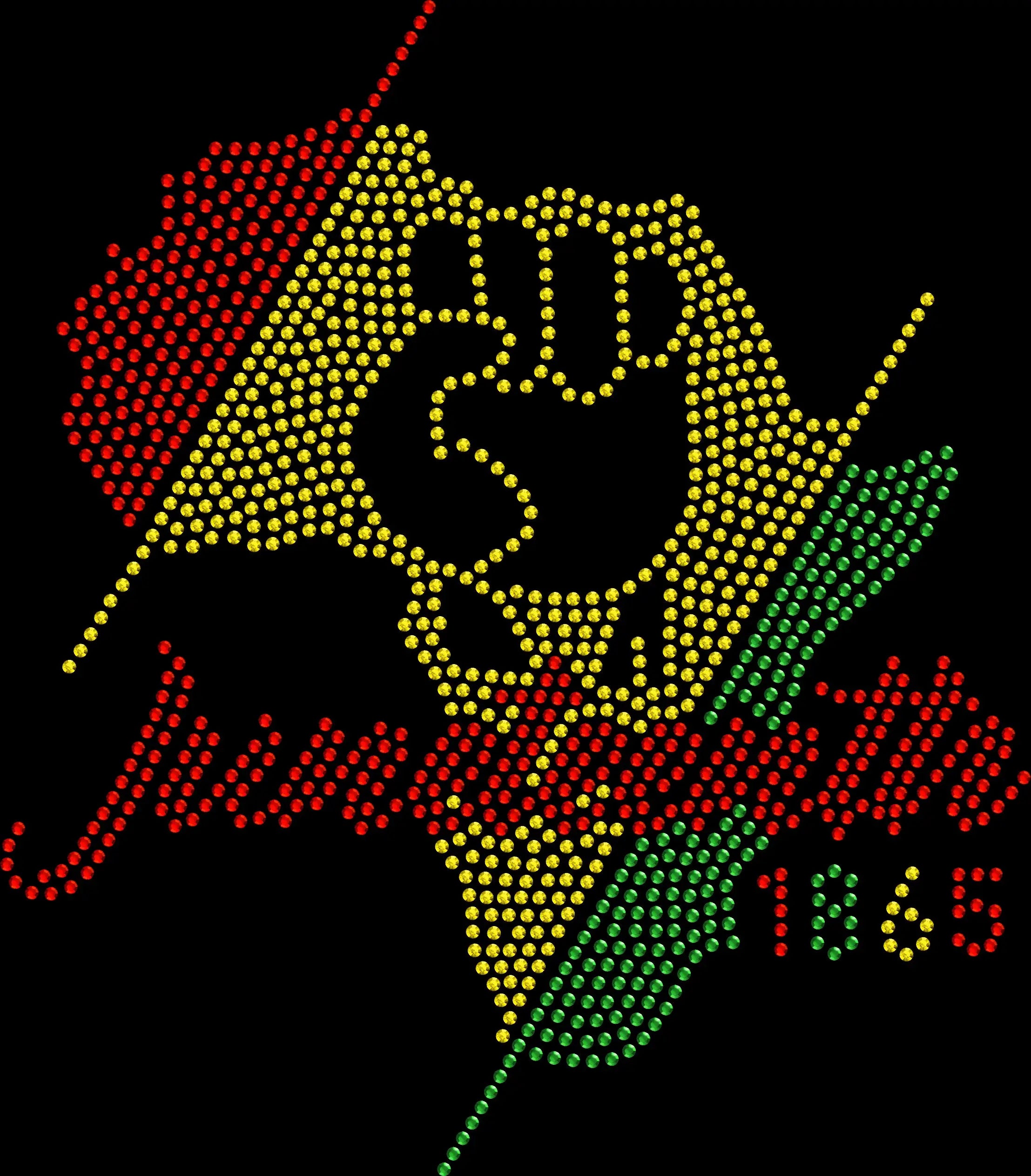 Slanted Africa fist rhinestone shirt featuring sparkling crystal Africa-shaped raised fist design on a black tee, empowering afrocentric bling statement apparel