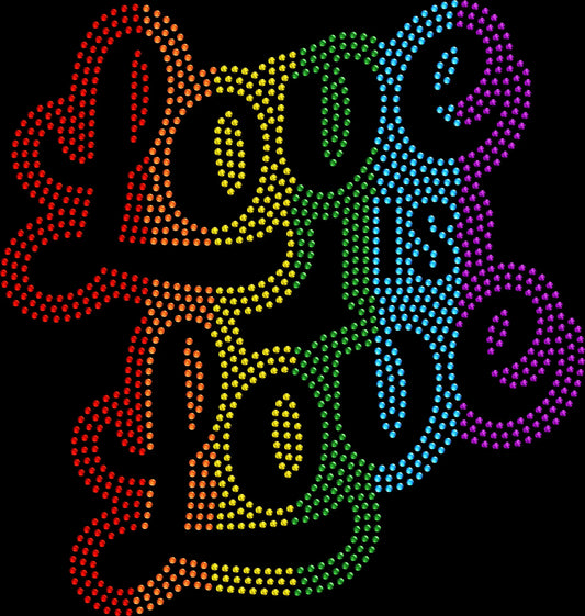 Celebrate equality and self-expression in sparkle style with this Rainbow Pride Love Is Love rhinestone shirt. Perfect for Pride events, festivals, and LGBTQ+ celebrations.