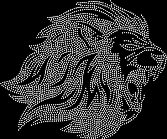 Custom Side View Lion Head rhinestone shirt featuring sparkling crystal lion profile graphic on a soft bold statement tee
