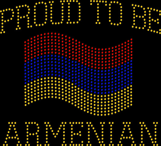 Proud to be Armenian rhinestone shirt with Armenia flag design on a soft unisex tee, sparkly Armenian pride shirt for women, heritage bling apparel with high shine rhinestones