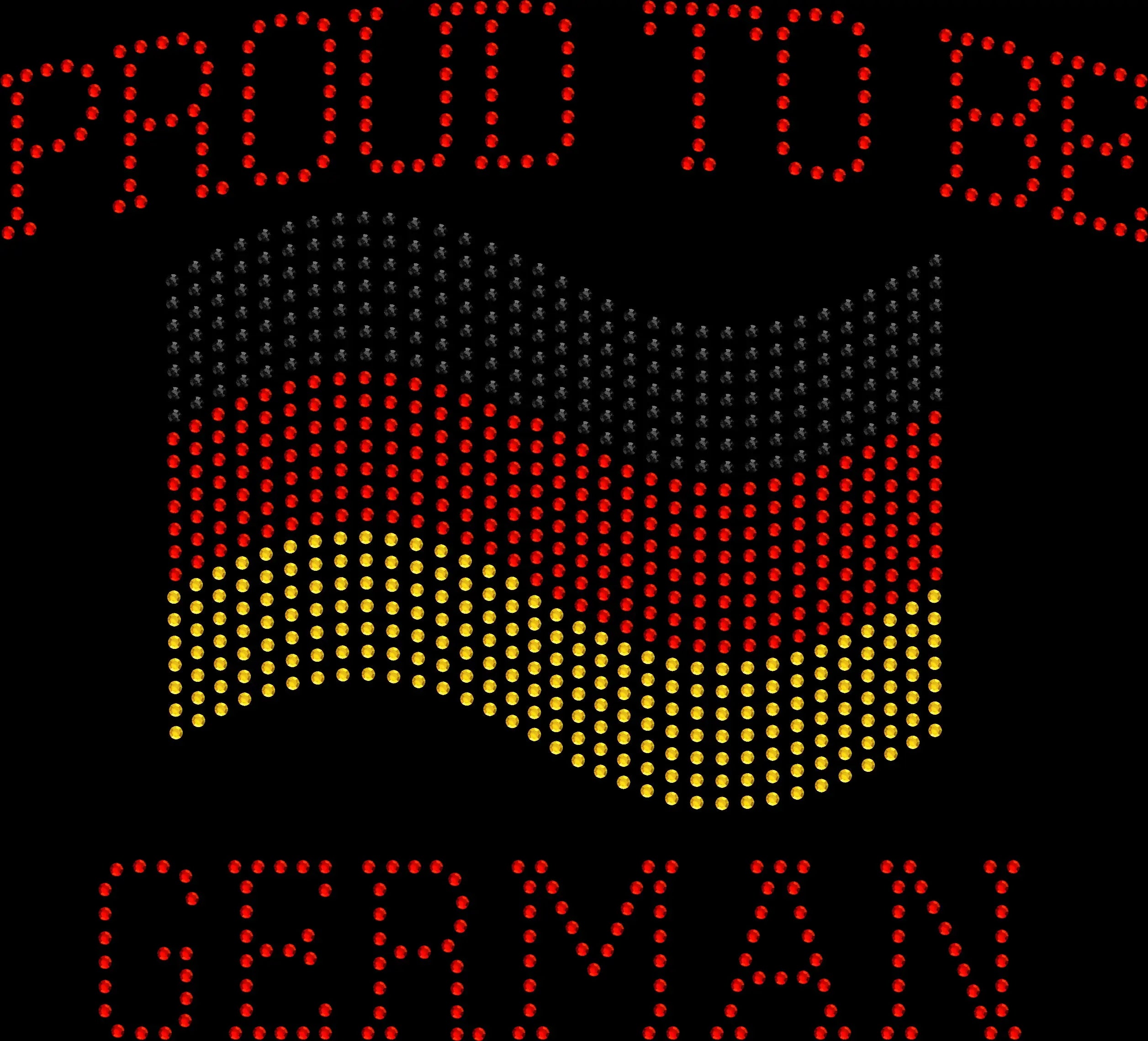 Proud to be German rhinestone shirt with Germany flag design on a soft unisex tee, sparkly German pride shirt for women, heritage bling apparel with high shine rhinestones
