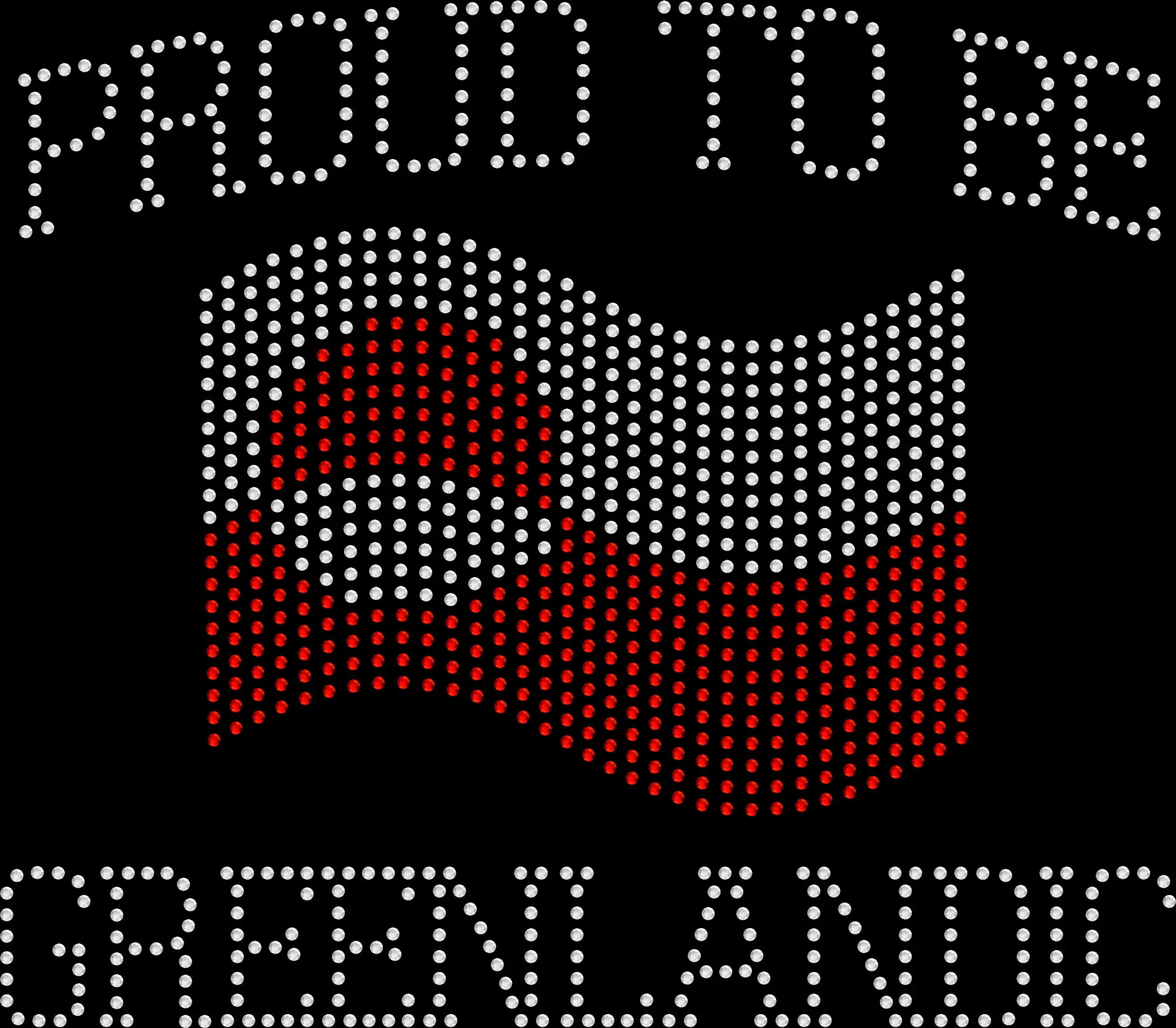 Proud to be Greenlandic rhinestone shirt with Greenland flag design on a soft unisex tee, sparkly Greenland pride shirt for women, heritage bling apparel with high shine rhinestones