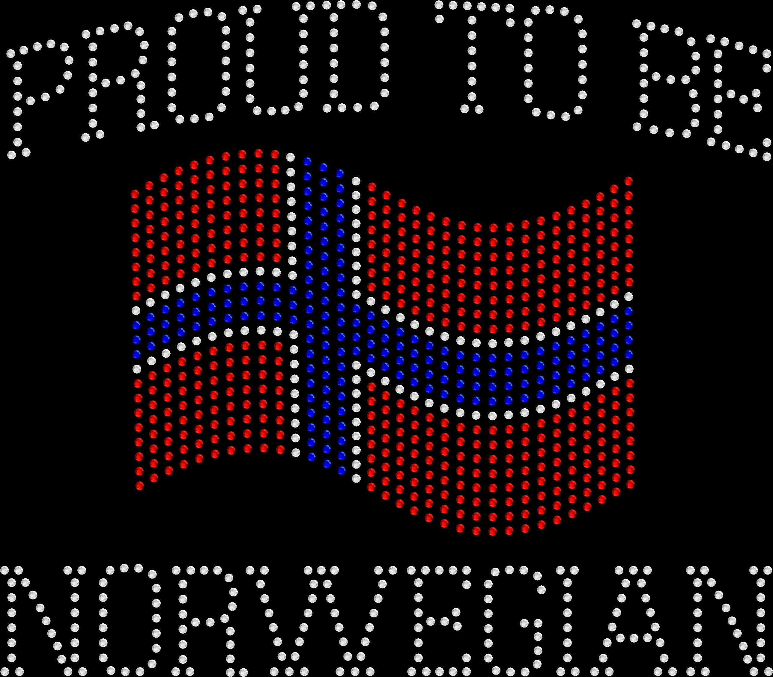 Proud to be Norwegian rhinestone shirt with Norway flag design on a soft unisex tee, sparkly Norwegian pride shirt for women, heritage bling apparel with high shine rhinestones