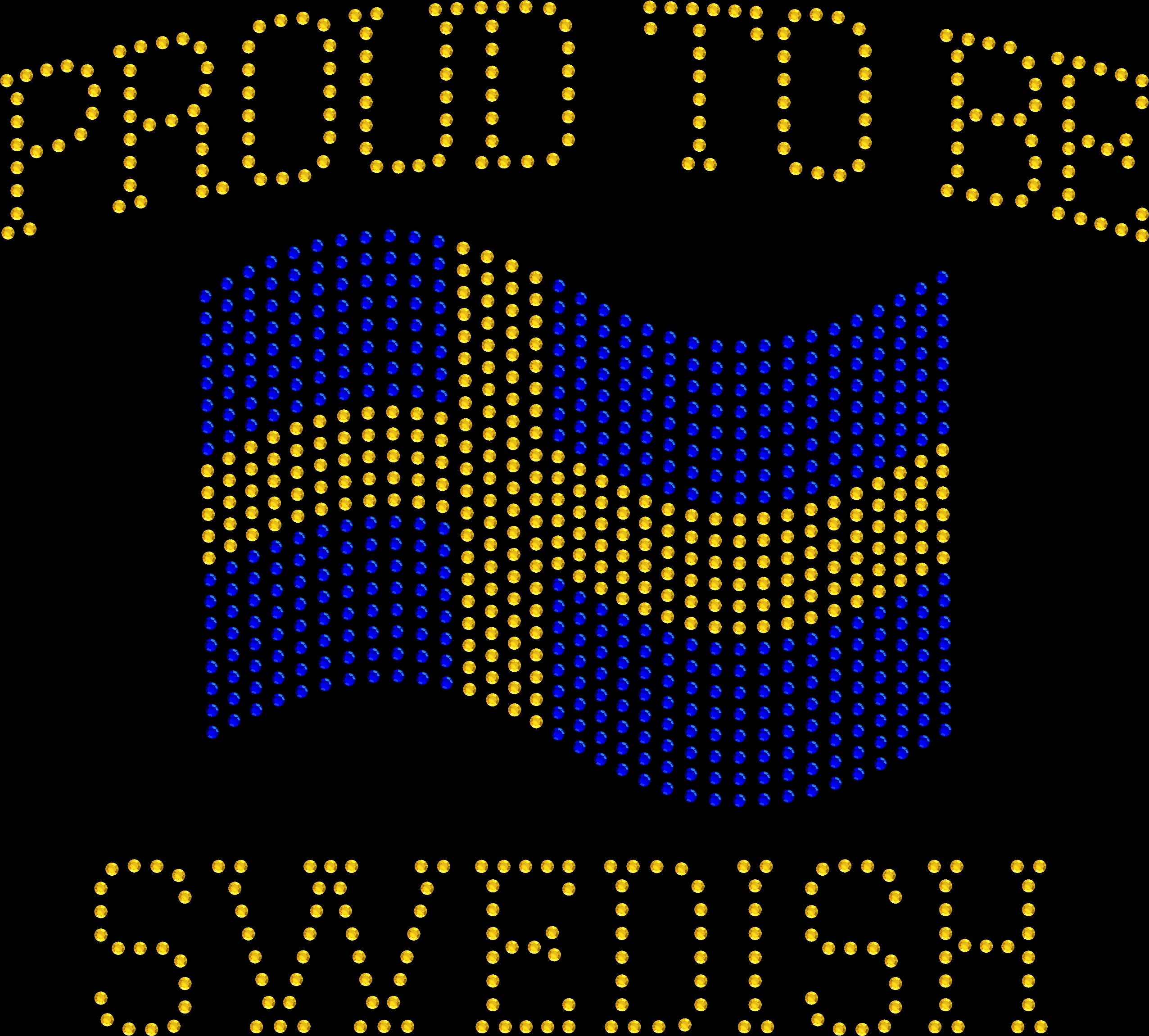 Proud to be Swedish rhinestone shirt with Sweden flag design on a soft unisex tee, sparkly Swedish pride shirt for women, heritage bling apparel with high shine rhinestones