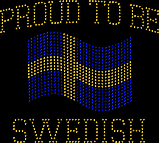 Proud to be Swedish rhinestone shirt with Sweden flag design on a soft unisex tee, sparkly Swedish pride shirt for women, heritage bling apparel with high shine rhinestones