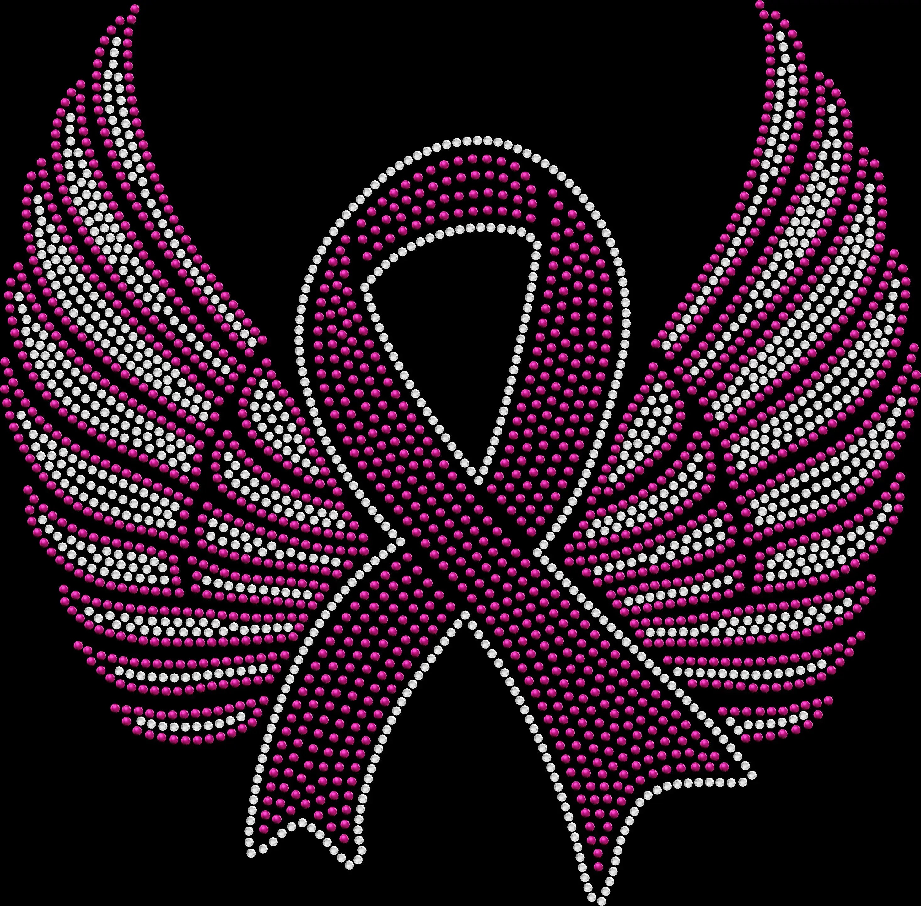 Rhinestone Angel Wings Awareness Ribbon T-Shirt - Sparkle & Support - 1651 - Angel Wings with Awareness Ribbon -