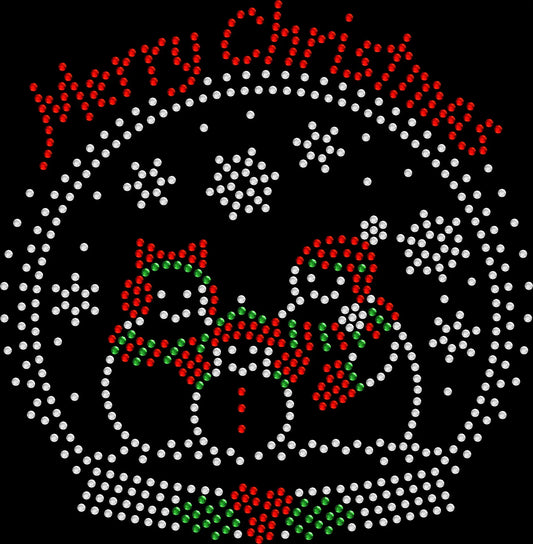 Sparkling snowman snow globe Christmas shirt for holiday parties and winter celebrations, available in glass rhinestones or holographic spangles.