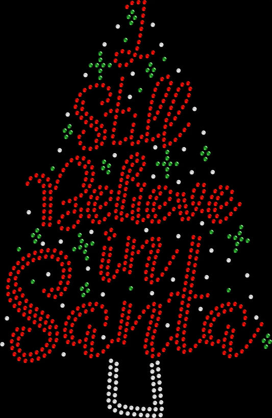 Sparkling I Still Believe in Santa Christmas tree shirt for holiday parties, family photos, and Christmas traditions in rhinestones or spangles.

Extra Shopify Ta