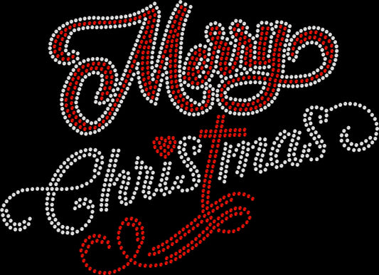 Merry Heart Cross Christmas rhinestone shirt featuring sparkling crystal lettering with a heart and cross design on a soft women’s tee, celebrating faith, love, and the true meaning of Christmas.