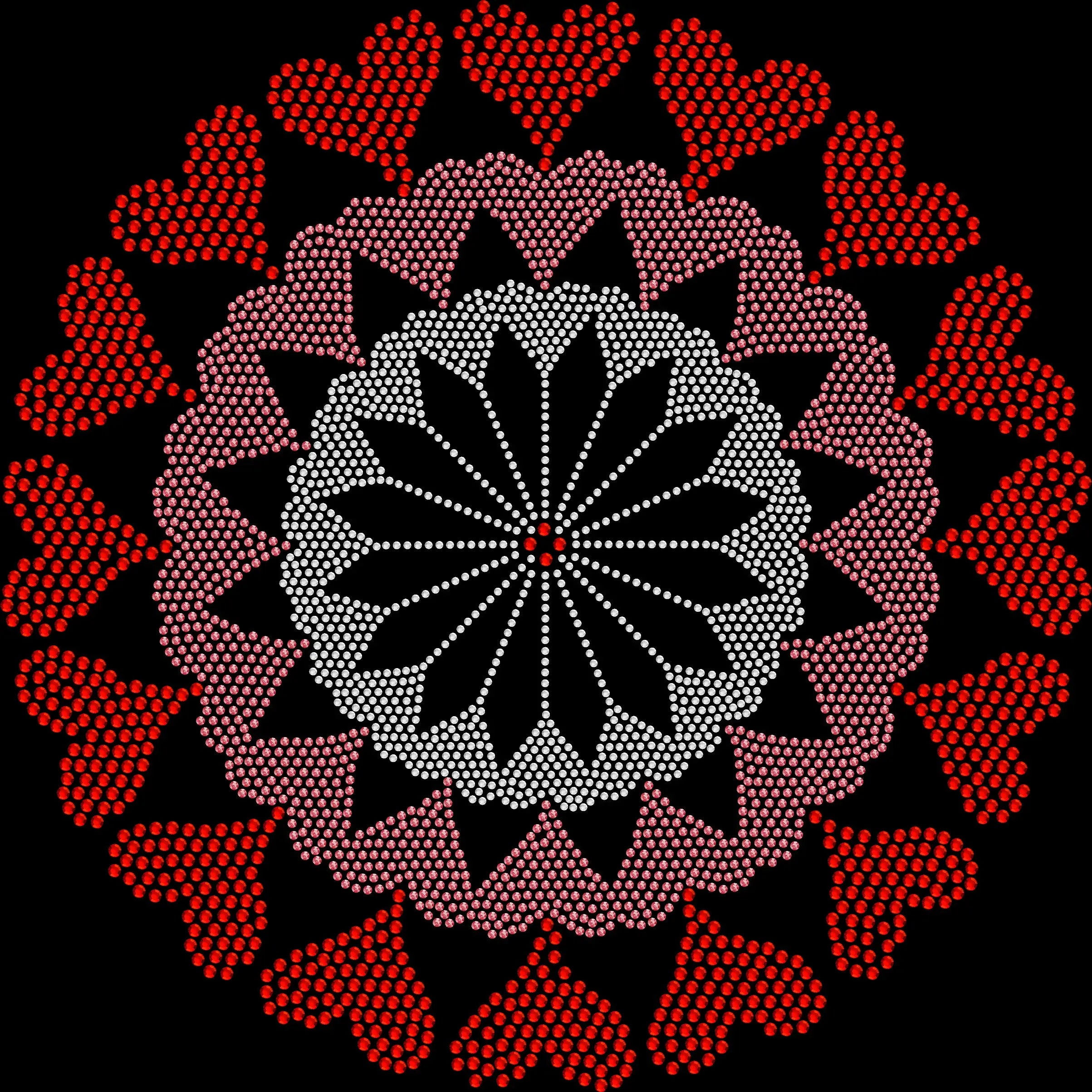 Heart mandala rhinestone shirt featuring an intricate mandala heart graphic with sparkling crystal embellishments on a soft women’s fashion tee, blending boho style and glam sparkle