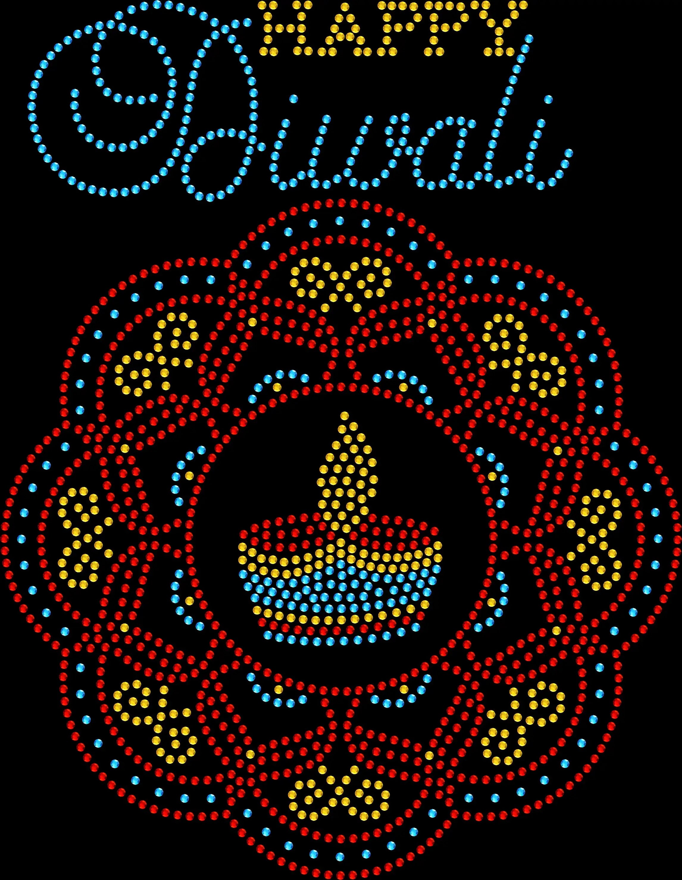 Happy Diwali rhinestone shirt featuring sparkling crystal lettering on a soft women’s tee, celebrating the Festival of Lights with festive elegance and cultural pride.