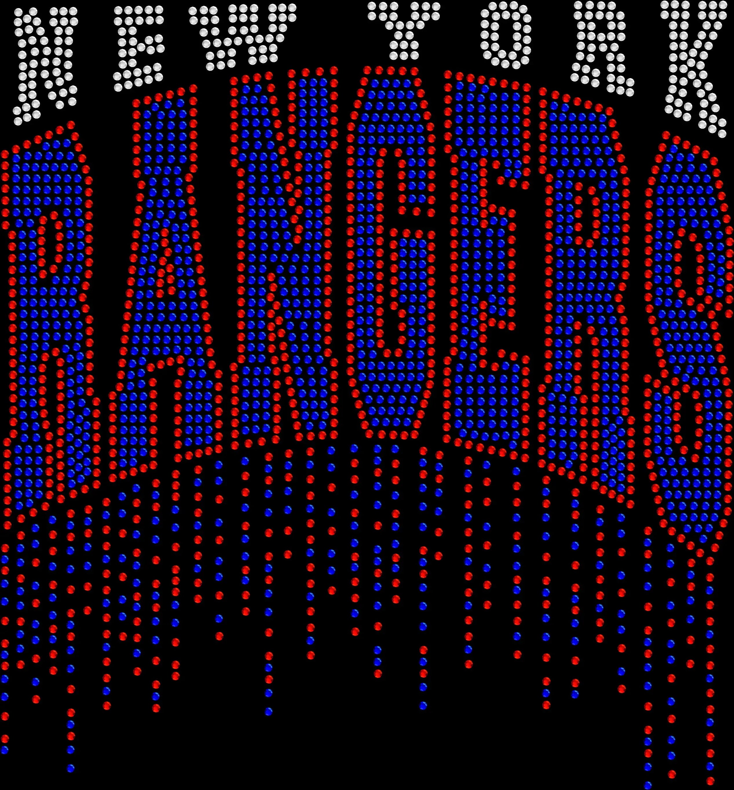 New York hockey inspired rhinestone shirt featuring arched drip style crystal lettering on a soft t-shirt, sparkly fan bling apparel