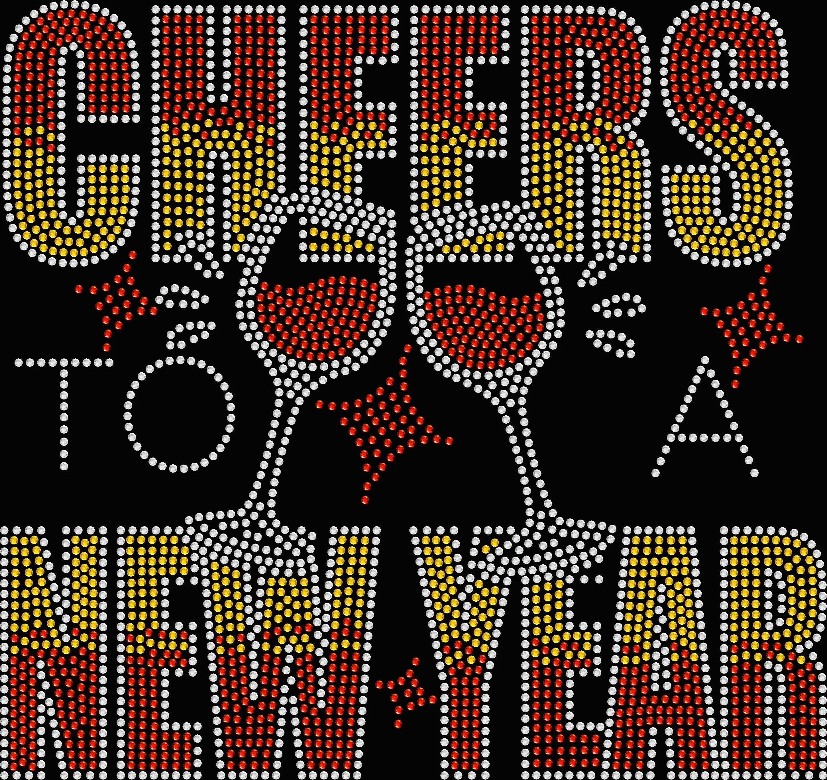 Cheers to a New Year rhinestone shirt featuring sparkling crystal lettering with two clinking wine glass designs on a soft t-shirt, New Year’s celebration bling apparel