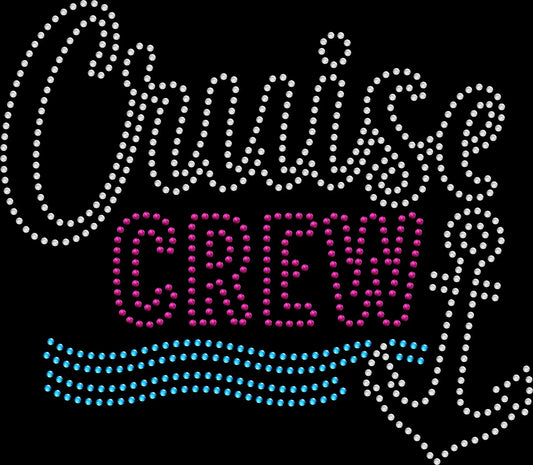 Travel in style with this Cruise Crew anchor rhinestone shirt. Perfect for matching cruise vacation outfits, girls trips, and family cruises.