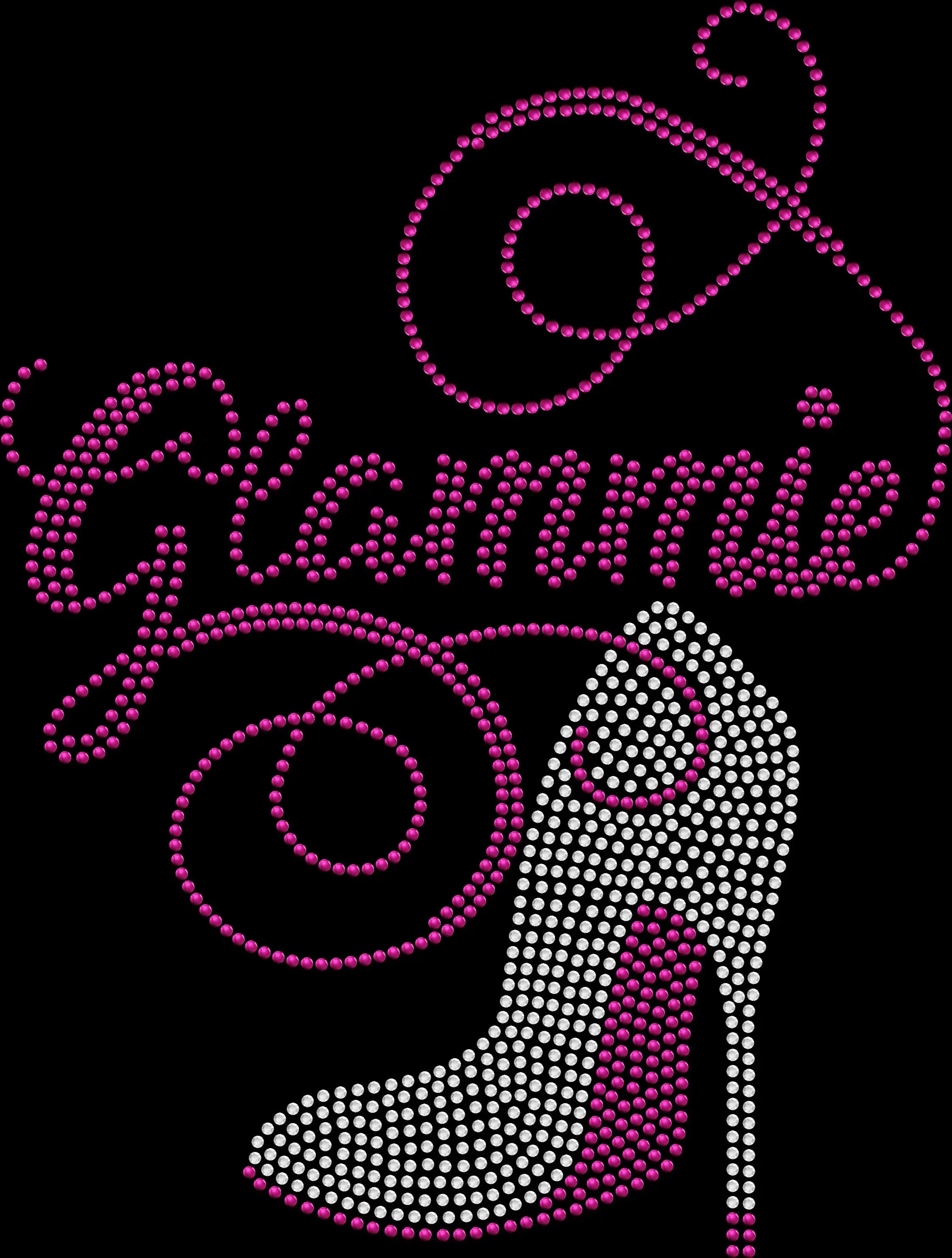 Glammie rhinestone shirt featuring sparkling high heel shoe design and crystal lettering on a soft t-shirt, glam grandma bling apparel