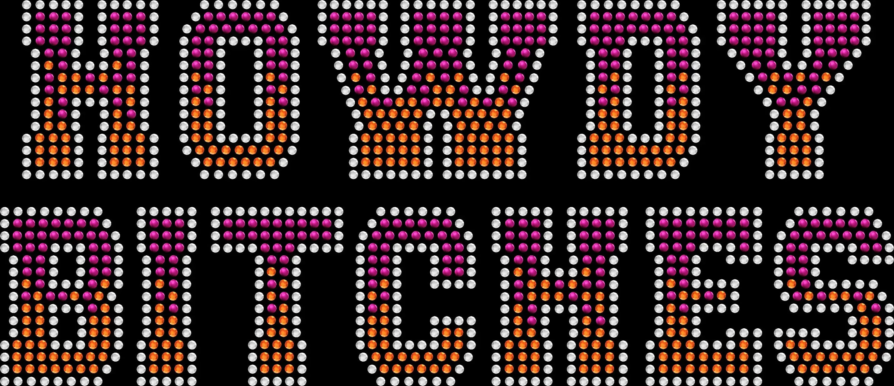 Howdy Bitches ombre rhinestone shirt featuring sparkling gradient crystal lettering on a soft t-shirt, sassy western bling apparel