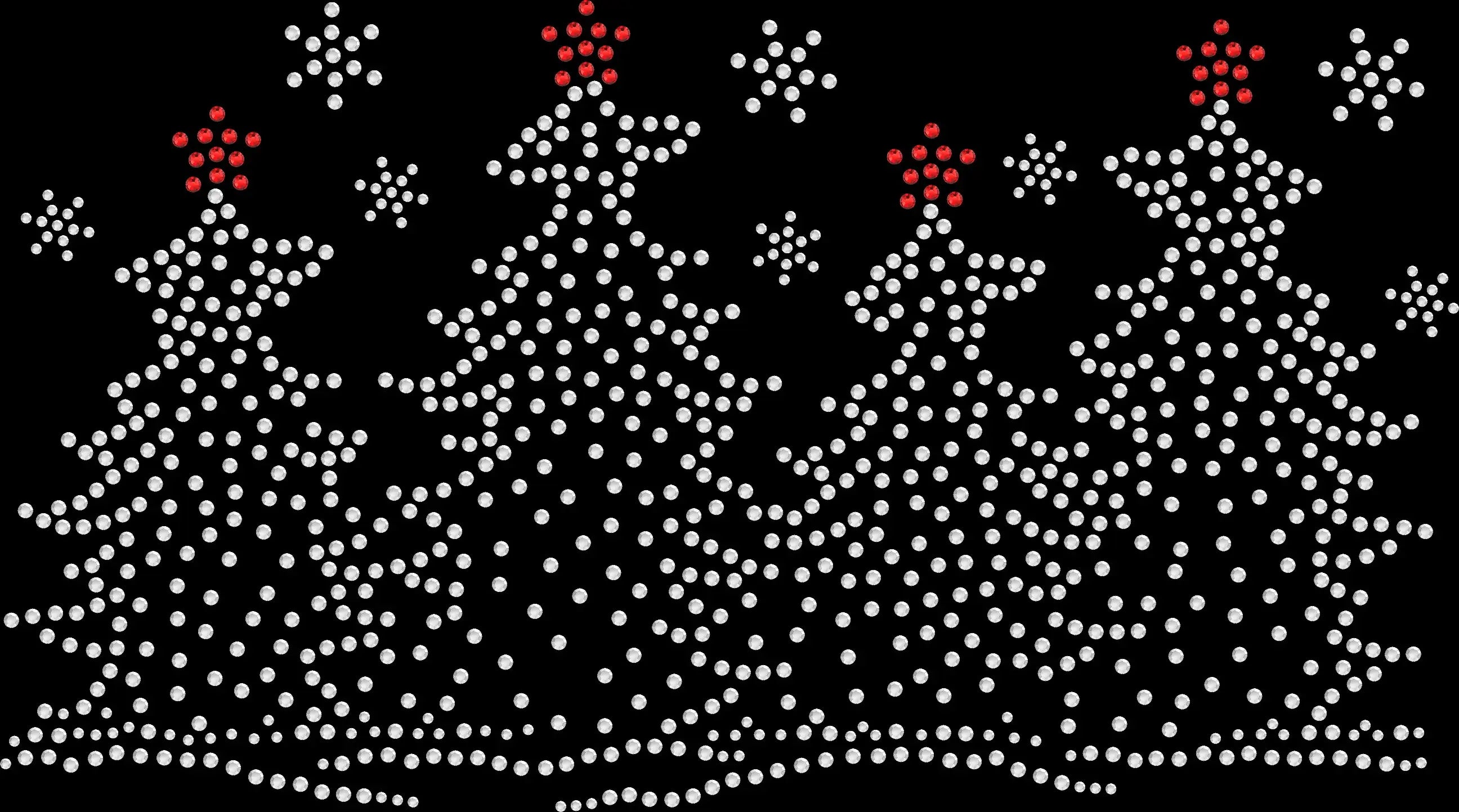 Snowy Christmas Trees rhinestone shirt featuring sparkling crystal Christmas tree imagery on a soft t-shirt, festive winter holiday bling apparel