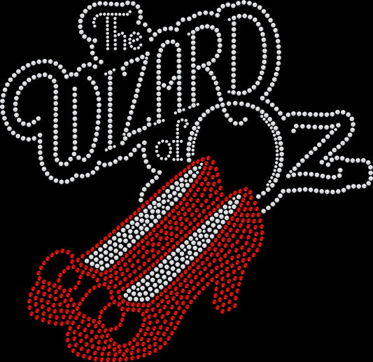 The Wizard of Oz red high heels rhinestone shirt featuring sparkling crystal accents and red heels imagery on a soft women’s tee, perfect for movie lovers, themed events, and glam statement outfits.