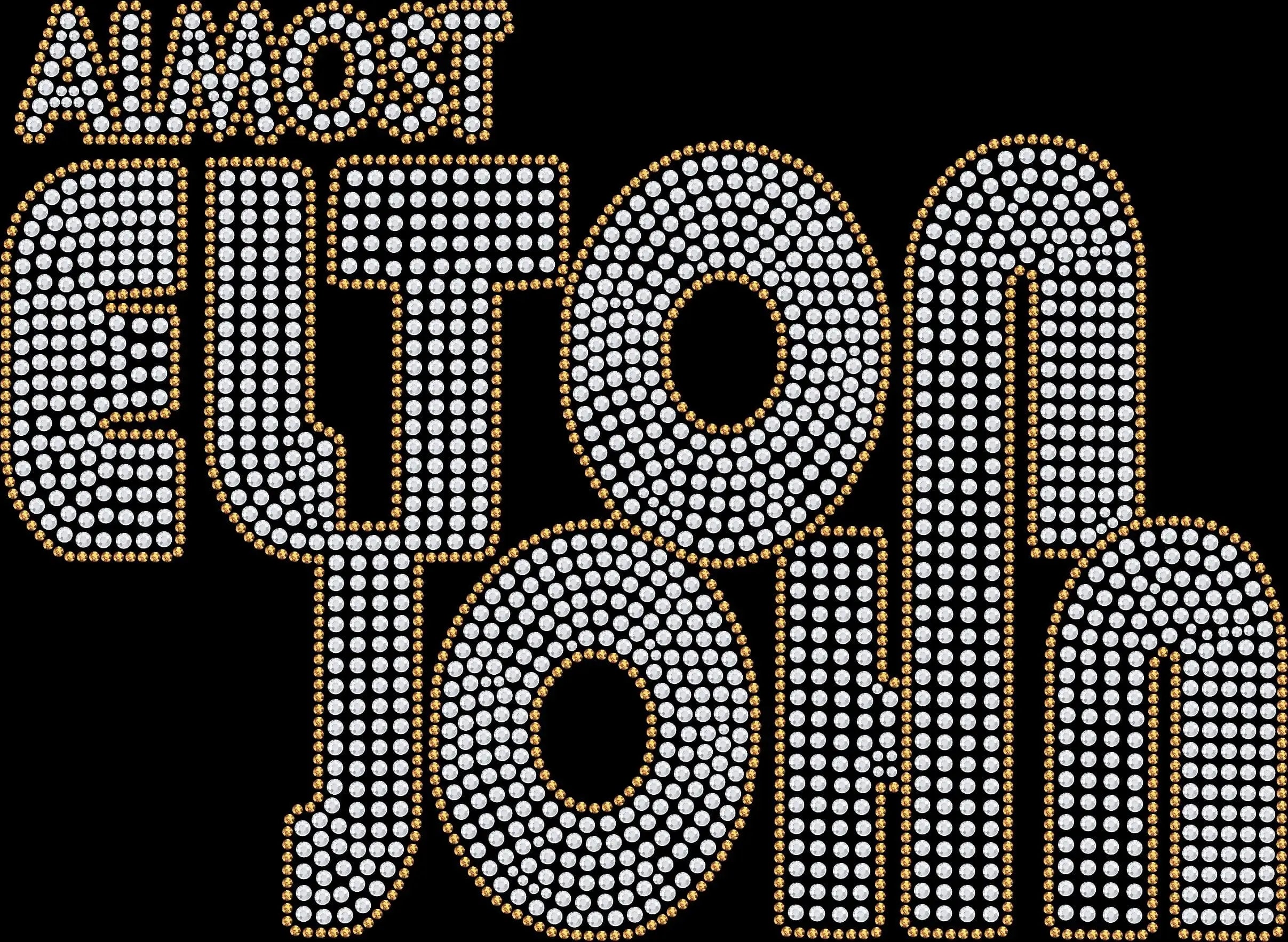 Almost Elton John rhinestone shirt featuring sparkling crystal lettering on a soft women’s tee, perfect for concerts, music festivals, themed parties, and glam rock–inspired outfits.