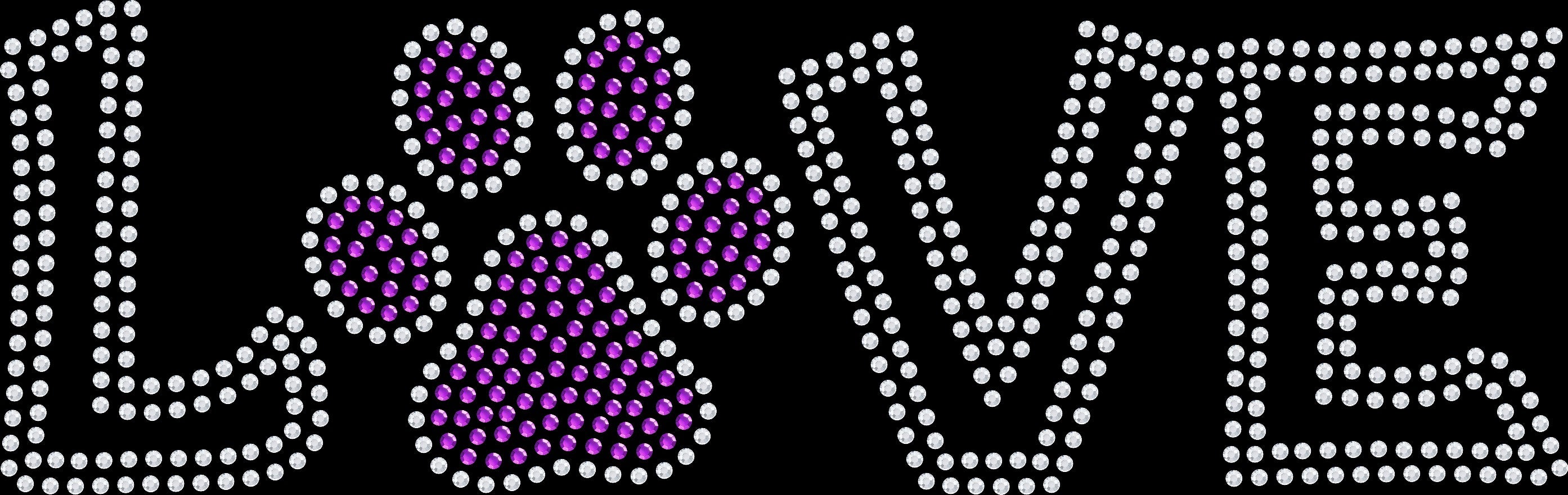 LOVE paw print rhinestone shirt featuring sparkling crystal lettering with a paw print replacing the letter O on a soft women’s tee, perfect for dog moms, pet lovers, and everyday animal lover wear.