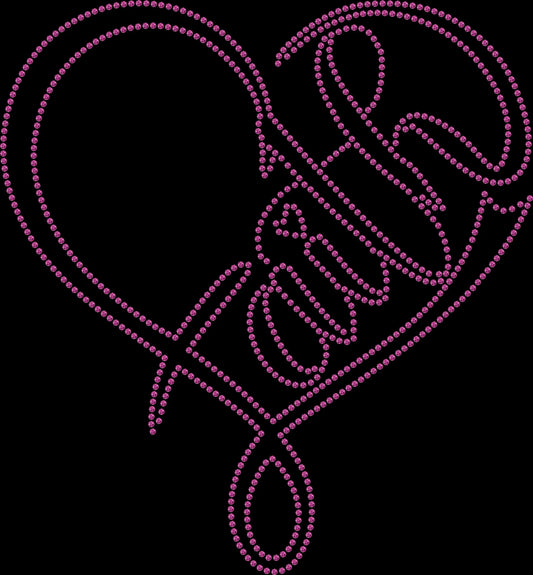 Cursive Faith Heart rhinestone shirt featuring sparkling crystal lettering with a heart accent on a soft women’s tee, perfect for church, faith events, and inspirational everyday Christian wear.