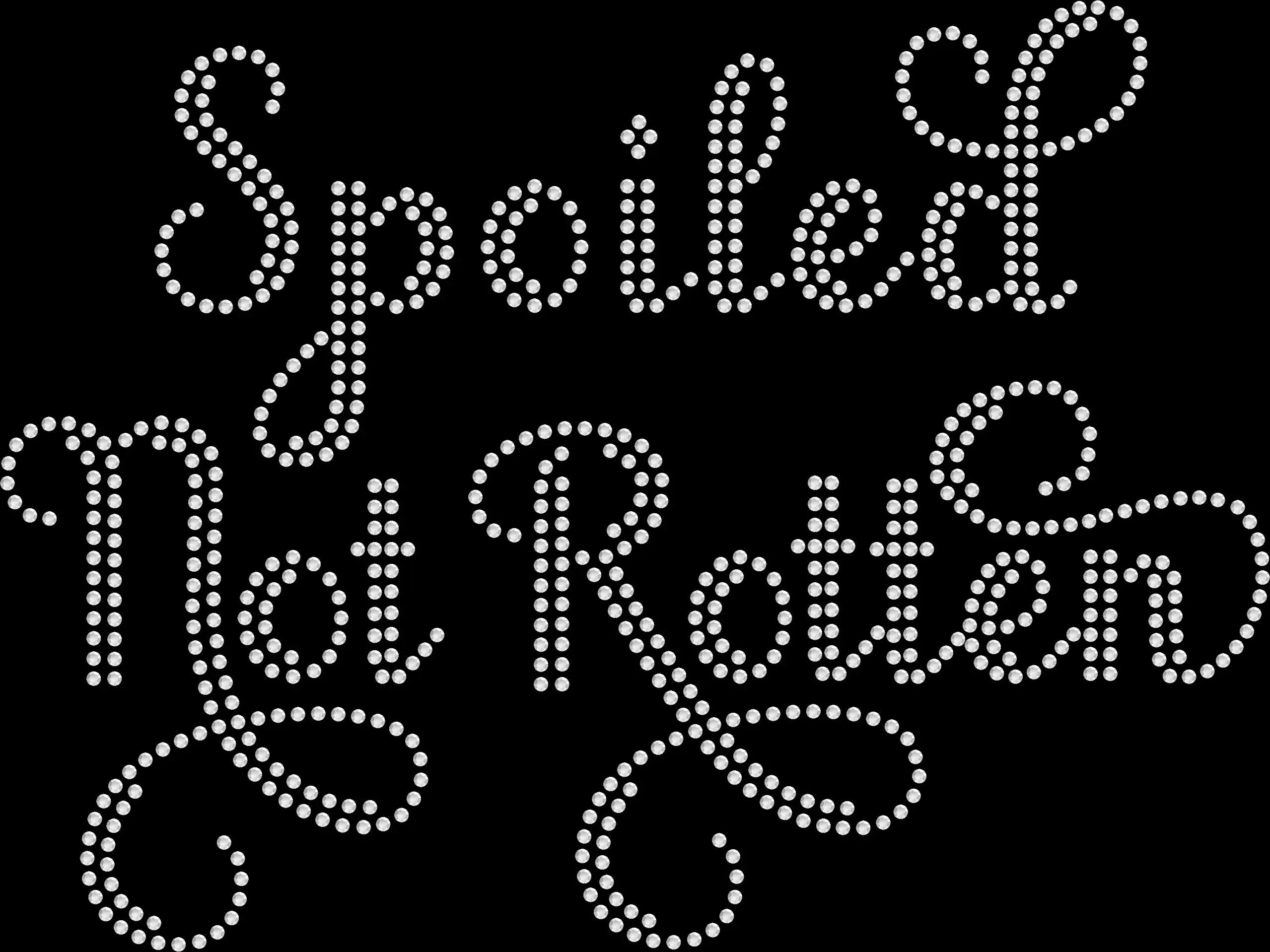 Cursive Spoiled Not Rotten rhinestone shirt featuring sparkling crystal lettering on a soft women’s fashion tee, delivering sassy glam style and luxury sparkle