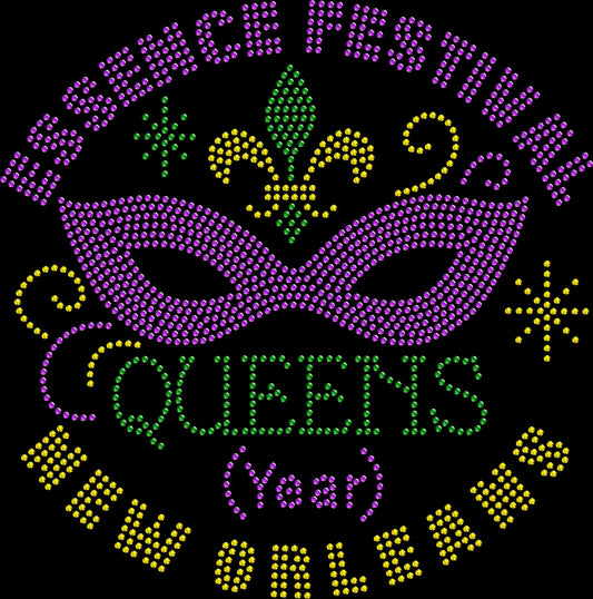 essence festival queens 2026 new orleans rhinestone glam shirt on black tee