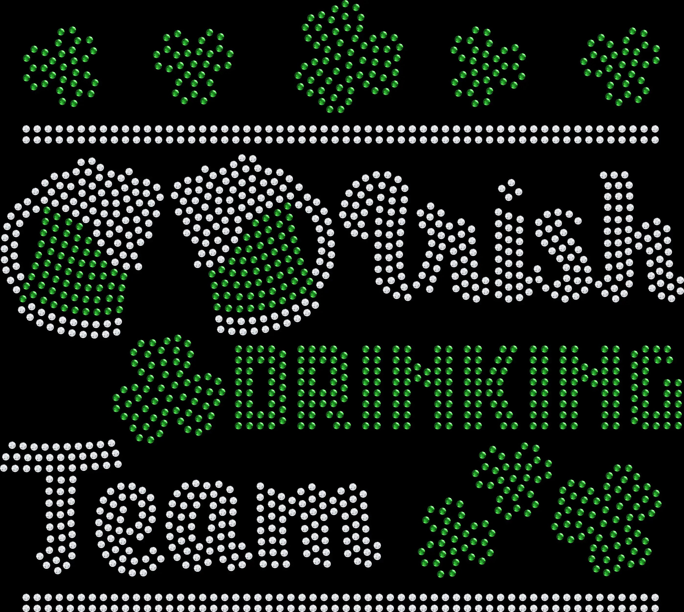 Irish Drinking Team rhinestone shirt featuring sparkling crystal lettering on a soft St. Patrick’s Day shamrock sparkle tee