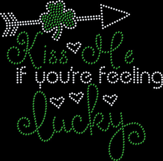 Green rhinestone Kiss Me If You're Feeling Lucky shirt sparkling St Patrick’s Day bling tee for women