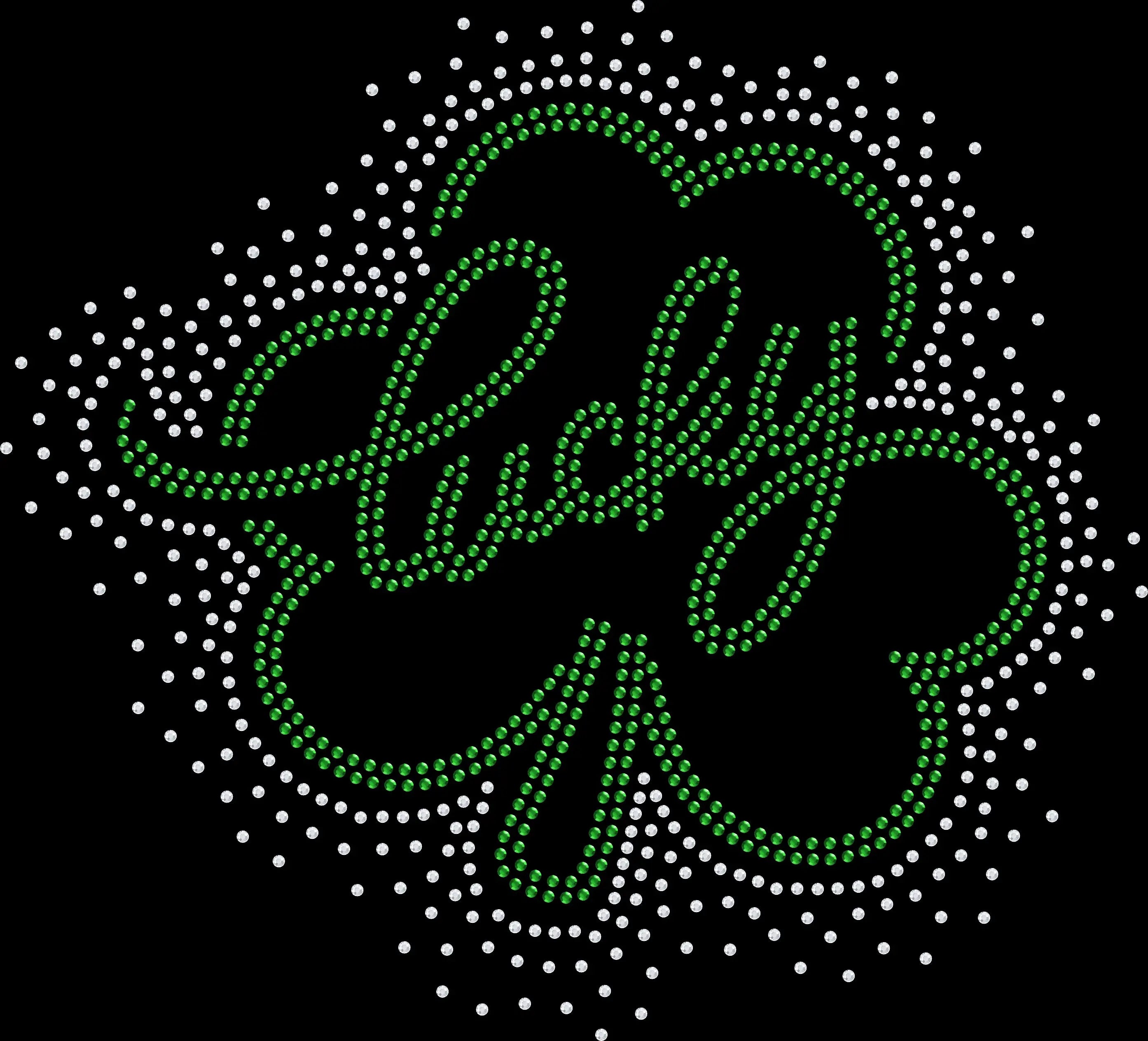Green rhinestone Lucky shirt featuring four leaf clover design sparkling St Patrick’s Day bling tee for women
