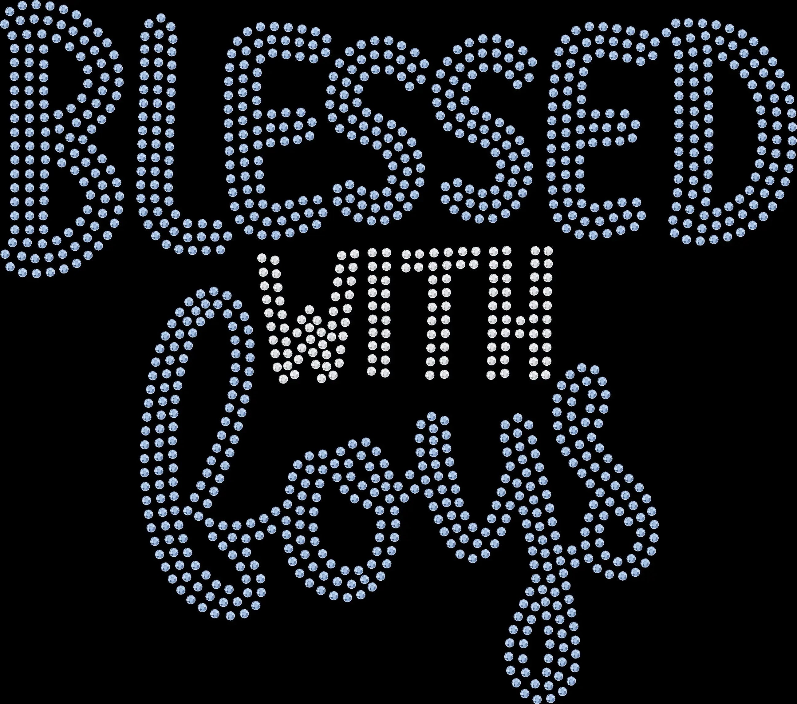 Sparkly rhinestone Blessed with Boys shirt proud boy mom bling tee for women