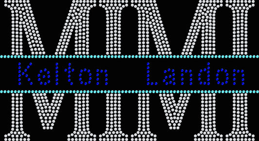 Sparkling rhinestone Mimi shirt with grandkids names on black t-shirt