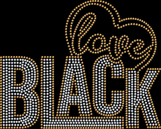 Black Love rhinestone shirt with sparkling crystal lettering on unisex tee, empowering black pride shirt for women, love statement bling apparel with high shine rhinestones
