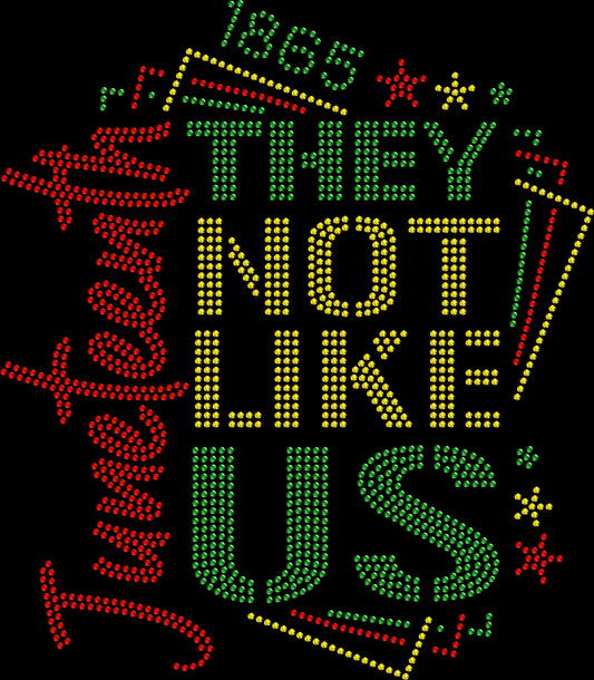 Stand out in this “They Not Like Us” rhinestone shirt. A bold, sparkly statement tee perfect for trendy outfits, girls night, and confident style.