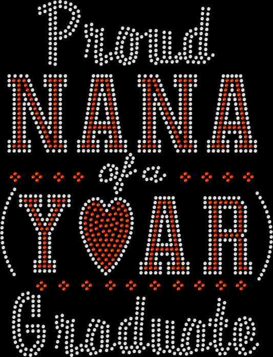 Celebrate your graduate in style with this Proud Nana of a 2026 Graduate rhinestone shirt. Perfect for ceremonies, photos, and meaningful gifts.
