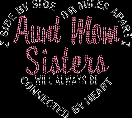 Celebrate family love with this Side by Side or Miles Apart rhinestone shirt. A meaningful gift for moms, sisters, and aunts with beautiful sparkle.